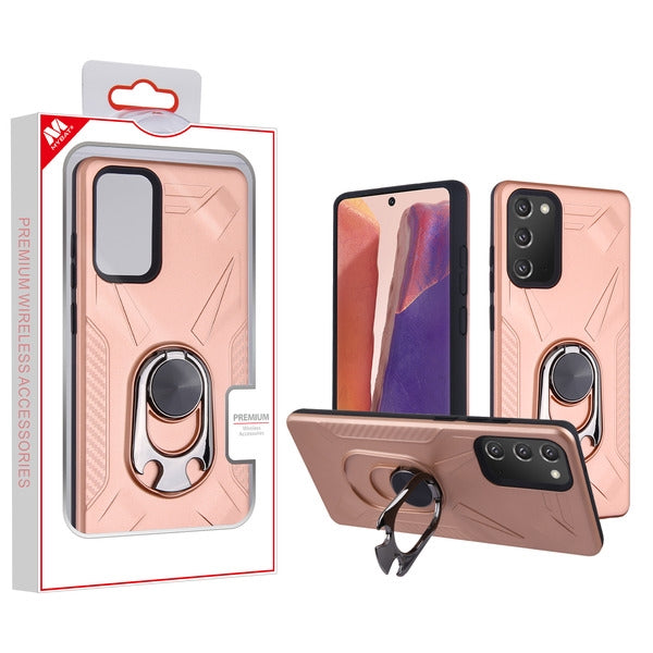 MyBat Hybrid Protector Cover (with Ring Holder Kickstand Bottle) for Samsung Galaxy Note 20 - Rose Gold / Black