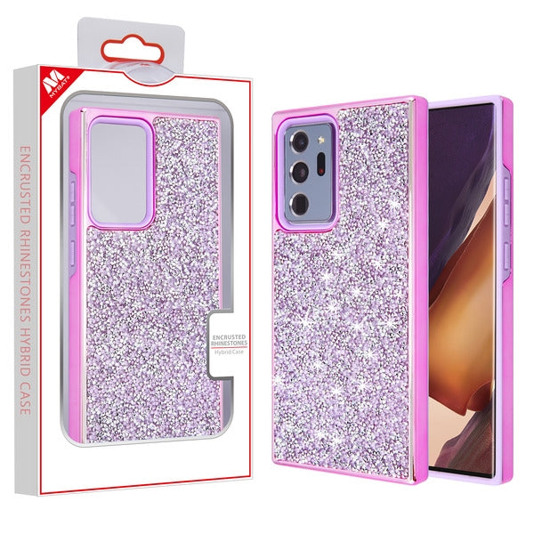 MyBat Encrusted Rhinestones Hybrid Case for Samsung Galaxy Note 20 Ultra - Electroplated Purple / Purple