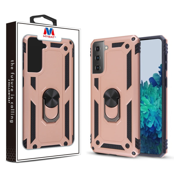 MyBat Anti-Drop Hybrid Protector Case (with Ring Stand) for Samsung Galaxy S21 Plus - Rose Gold / Black