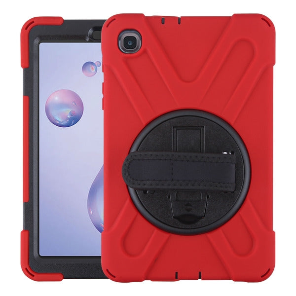 MyBat Rotatable Stand Protector Cover (with Wristband) for Samsung T307 (Galaxy Tab A 8.4 (2020)) - Black / Red