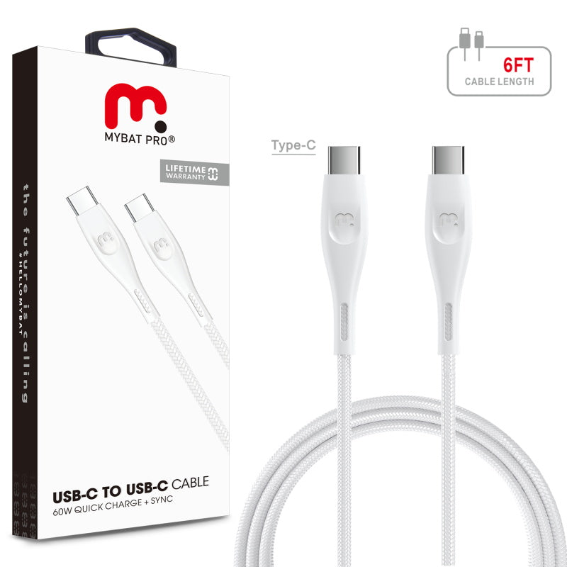MyBat Pro Type-C to Type-C Quick Charging Cable 6 FT - White