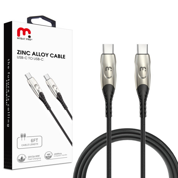 MyBat Pro USB-C to USB-C Zinc Alloy Quick Charging Cable - Black