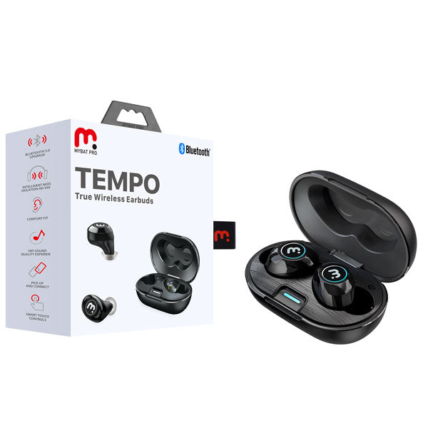 MyBat Pro Tempo True Wireless Earbuds with Charging Case - Black