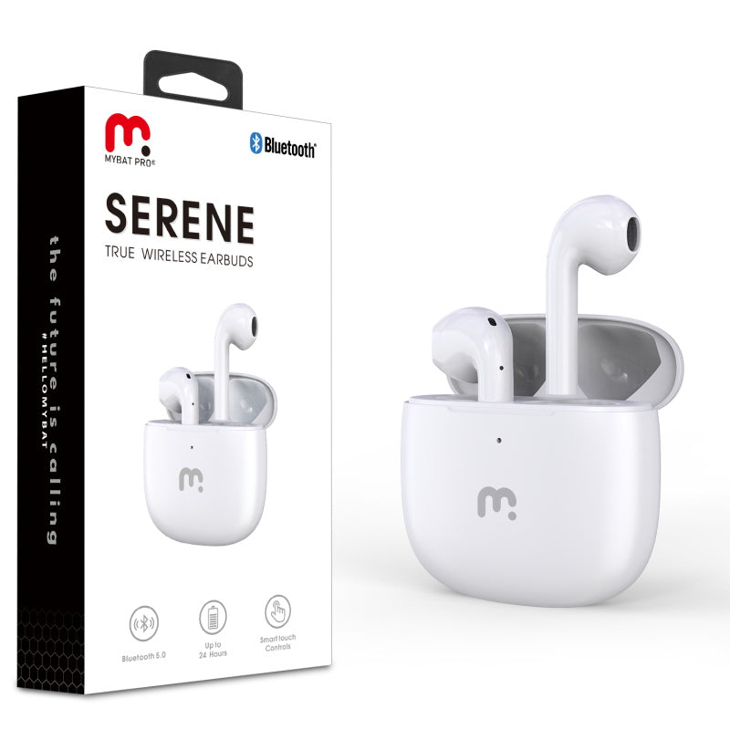 MyBat Pro Serene True Wireless Earbuds with Charging Case - White