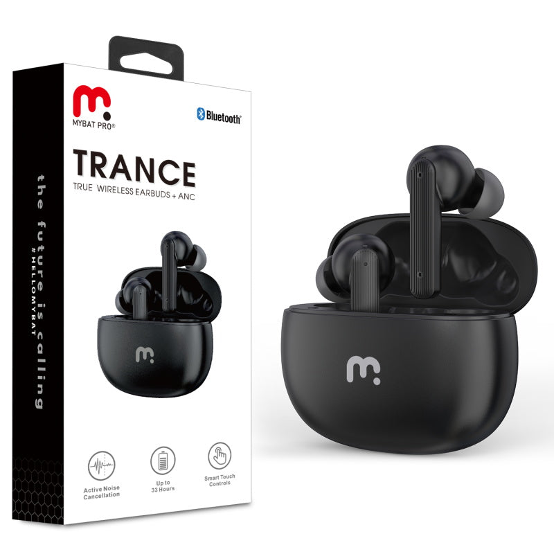 MyBat Pro Active Noise Cancellation Trance True Wireless Earbuds with Charging Case - Black