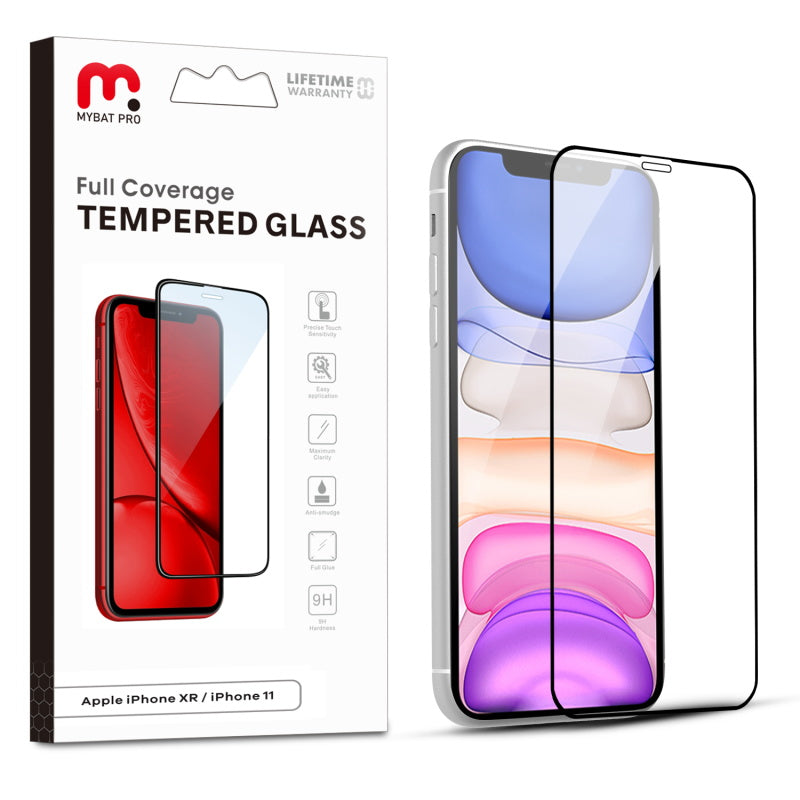 MyBat Pro Full Coverage Tempered Glass Screen Protector for Apple iPhone 11 / XR - Black