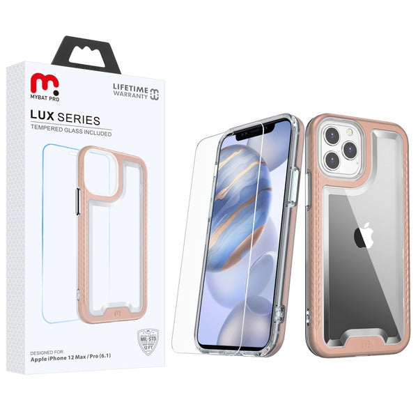 MyBat Pro Lux Series Case with Tempered Glass for Apple iPhone 12 (6.1) / 12 Pro (6.1) - Rose Gold