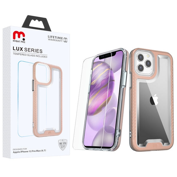 MyBat Pro Lux Series Case with Tempered Glass for Apple iPhone 12 Pro Max (6.7) - Rose Gold