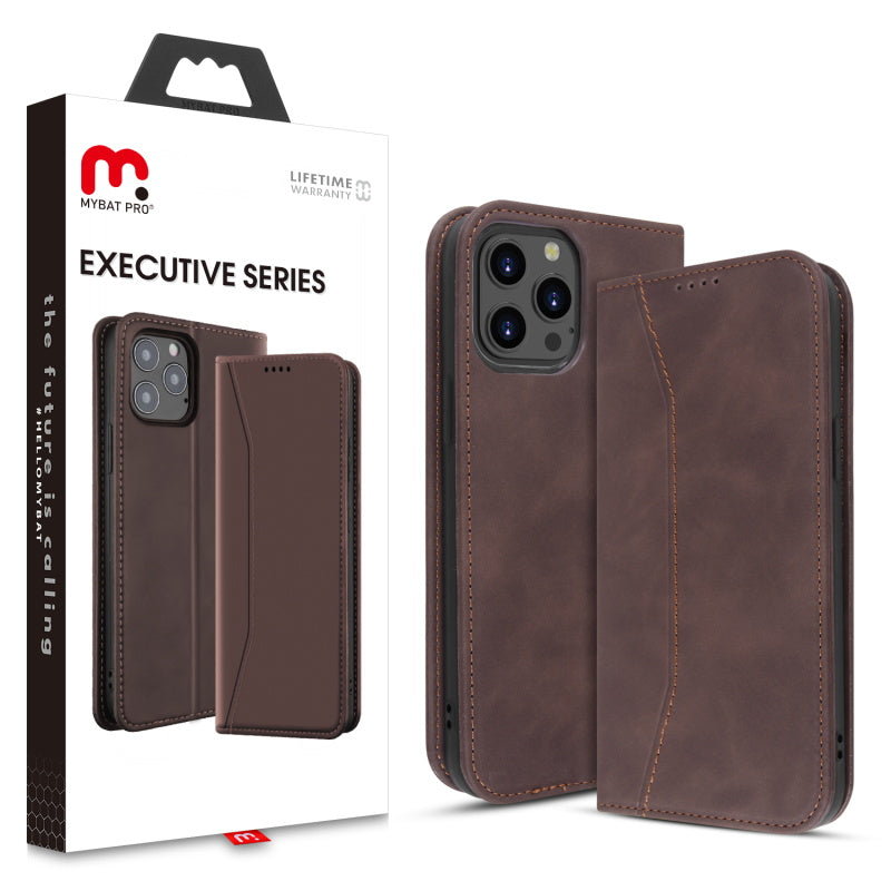 MyBat Pro Executive Series Wallet Case for Apple iPhone 12 Pro Max (6.7) - Brown