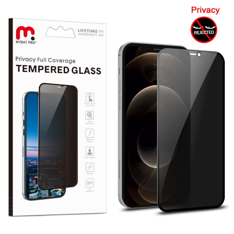 MyBat Pro Privacy Full Coverage Tempered Glass Screen Protector for Apple iPhone 12 Pro Max (6.7) - Black