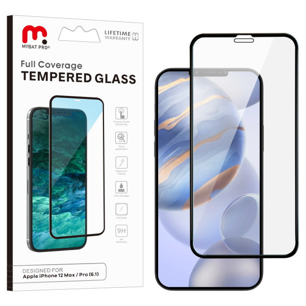 MyBat Pro Full Coverage Tempered Glass Screen Protector for Apple iPhone 12 (6.1) / 12 Pro (6.1) - Black