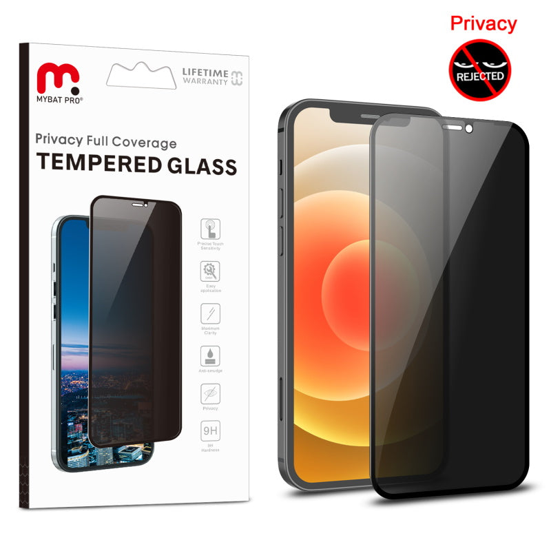 MyBat Pro Privacy Full Coverage Tempered Glass Screen Protector for Apple iPhone 12 mini (5.4) - Black