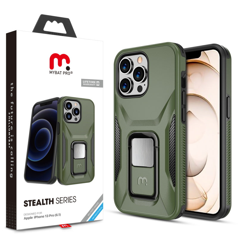 MyBat Pro Antimicrobial Stealth Series (with Stand) for Apple iPhone 13 Pro (6.1) - Army Green / Black