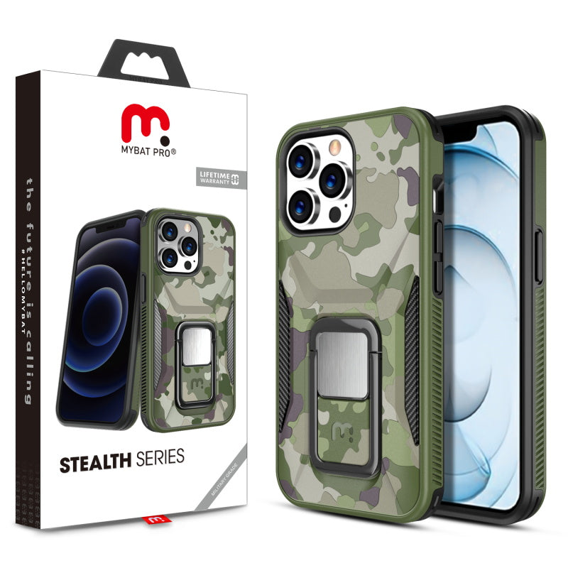 MyBat Pro Stealth Series (with Stand) for Apple iPhone 13 Pro Max (6.7) - Army Green Camo / Black