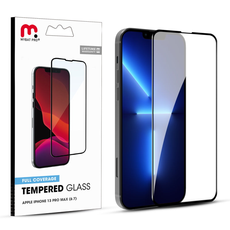 MyBat Pro Full Coverage Tempered Glass Screen Protector for Apple iPhone 13 Pro Max (6.7) - Black