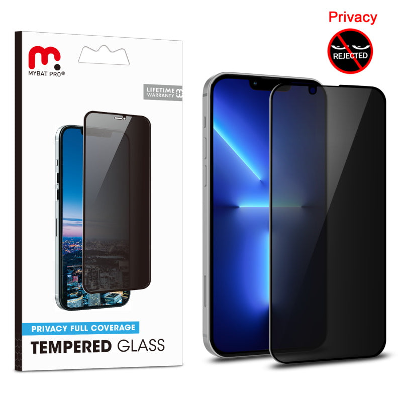 MyBat Pro Privacy Full Coverage Tempered Glass Screen Protector for Apple iPhone 13 Pro Max (6.7) - Black