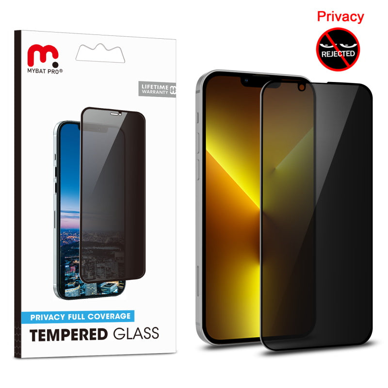 MyBat Pro Privacy Full Coverage Tempered Glass Screen Protector for Apple iPhone 13 (6.1) / 13 Pro (6.1) - Black