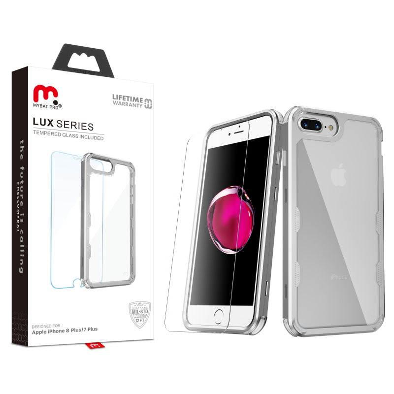 MyBat Pro Lux Series Case with Tempered Glass for Apple iPhone 8 Plus/7 Plus / 6s Plus/6 Plus - Silver