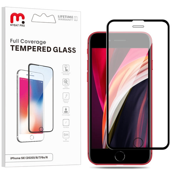 MyBat Pro Full Coverage Tempered Glass Screen Protector for Apple iPhone SE (2020)/iPhone 8/7 / 6s/6 - Black