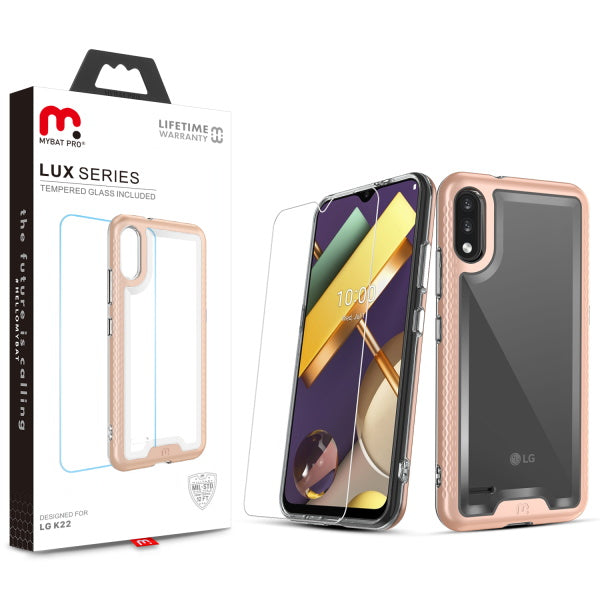 MyBat Pro Lux Series Case with Tempered Glass for LG K22 - Rose Gold