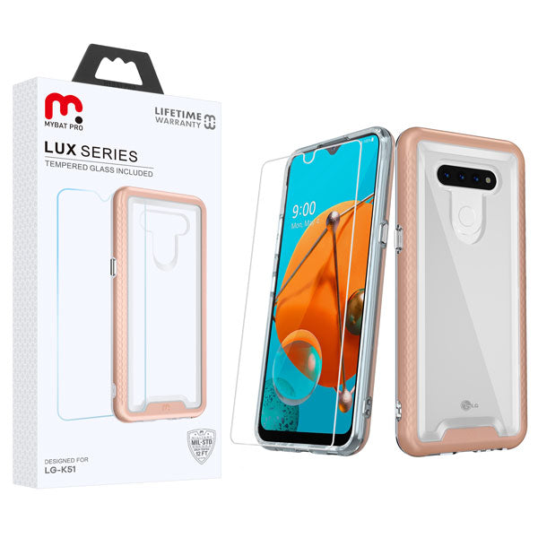 MyBat Pro Lux Series Case with Tempered Glass for LG K51 / Reflect - Rose Gold