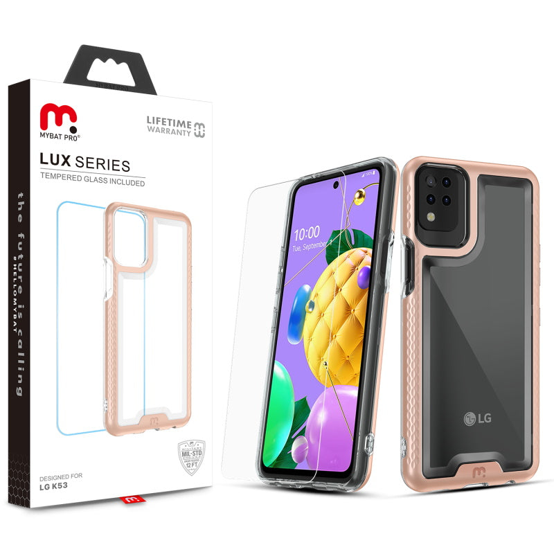 MyBat Pro Lux Series Case with Tempered Glass for LG K53 / K52 - Rose Gold