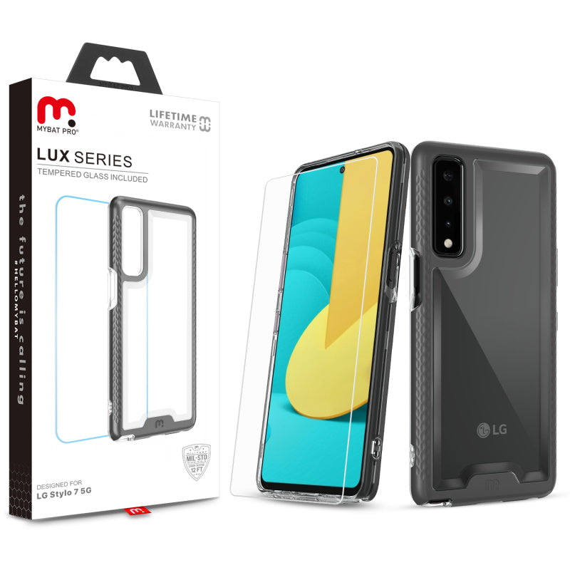 MyBat Pro Lux Series Case with Tempered Glass for LG Stylo 7 5G - Black