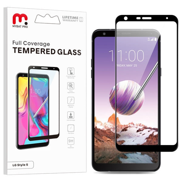 MyBat Pro Full Coverage Tempered Glass Screen Protector for Lg Stylo 5 - Black