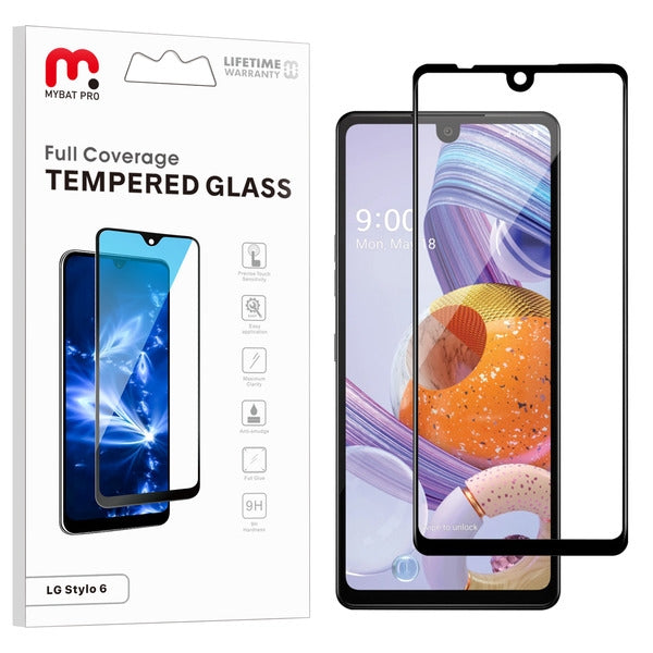 MyBat Pro Full Coverage Tempered Glass Screen Protector for Lg Stylo 6 - Black