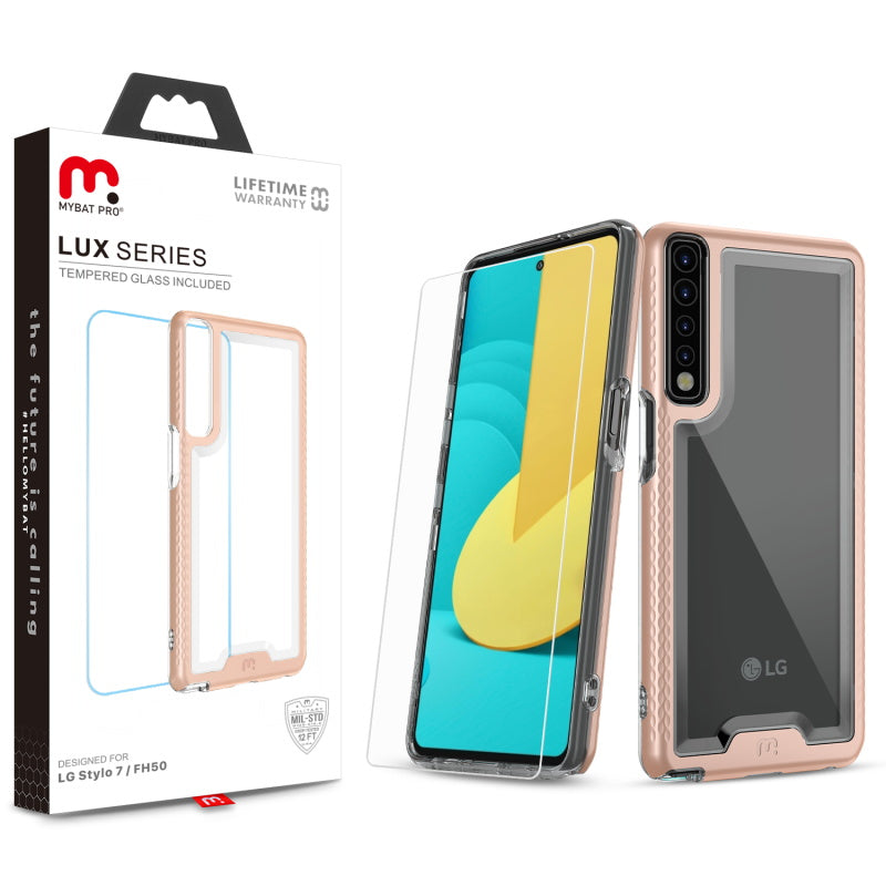 MyBat Pro Lux Series Case with Tempered Glass for LG Stylo 7 / FH50 - Rose Gold
