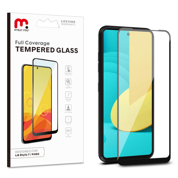 MyBat Pro Full Coverage Tempered Glass Screen Protector for Lg Stylo 7 / FH50 / Stylo 7 5G - Black