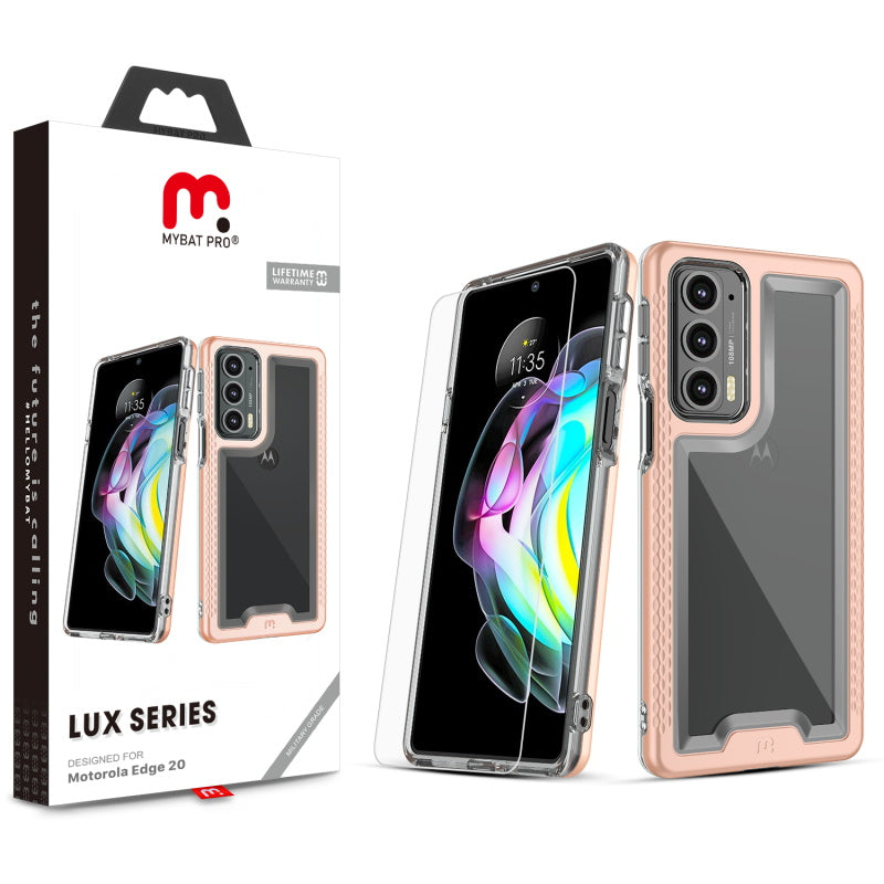 MyBat Pro Lux Series Case with Tempered Glass for Motorola Edge 20 - Rose Gold