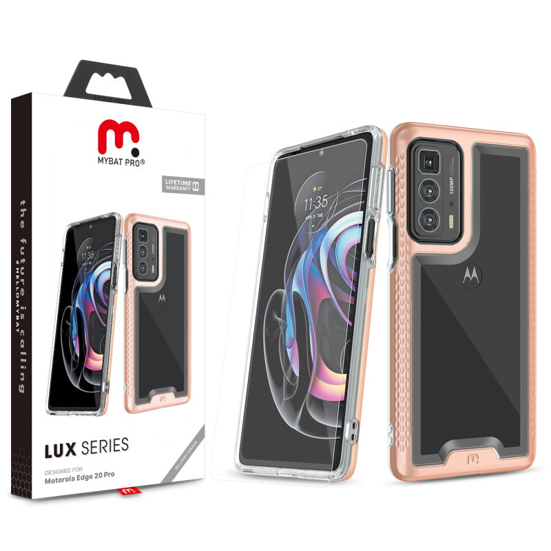 MyBat Pro Lux Series Case with Tempered Glass for Motorola Edge 20 Pro - Rose Gold