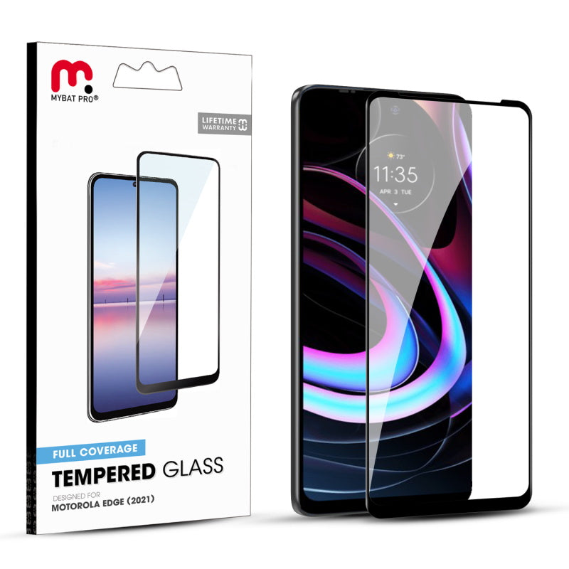 MyBat Pro Full Coverage Tempered Glass Screen Protector for Motorola Edge (2021) / Edge 5G UW - Black