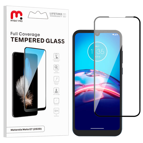 MyBat Pro Full Coverage Tempered Glass Screen Protector for Motorola Moto E (2020) / Moto E7 (2020) - Black
