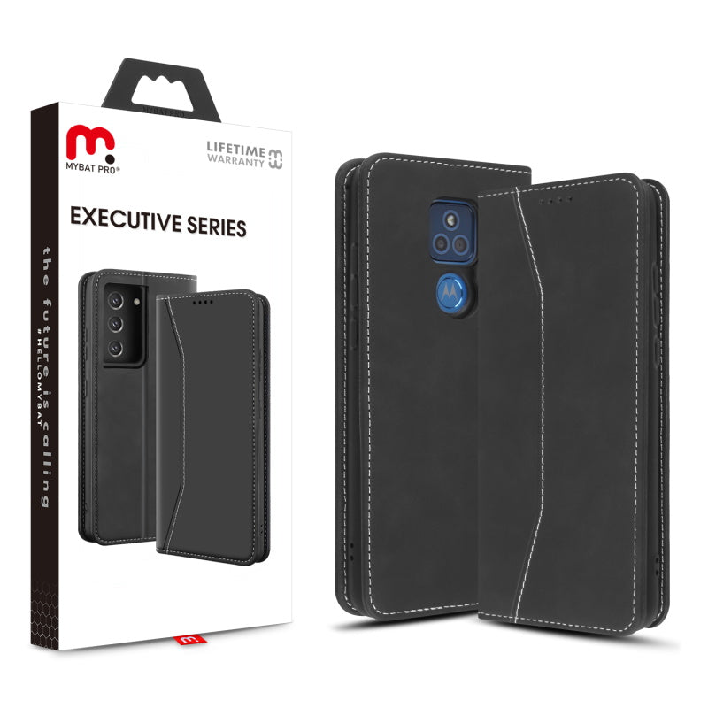 MyBat Pro Executive Series Wallet Case for Motorola Moto G Play (2021) - Black