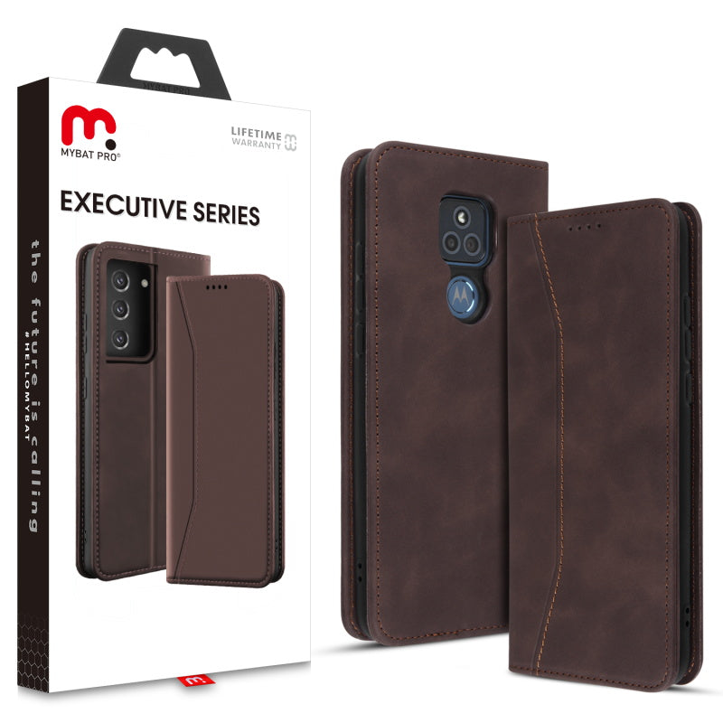 MyBat Pro Executive Series Wallet Case for Motorola Moto G Play (2021) - Brown