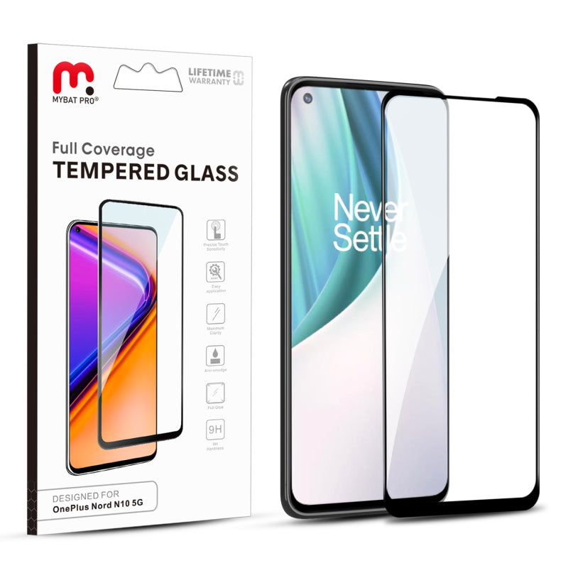 MyBat Pro Full Coverage Tempered Glass Screen Protector for Oneplus Nord N10 5G - Black