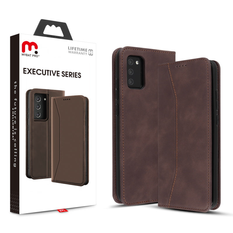 MyBat Pro Executive Series Wallet Case for Samsung Galaxy A02s - Brown