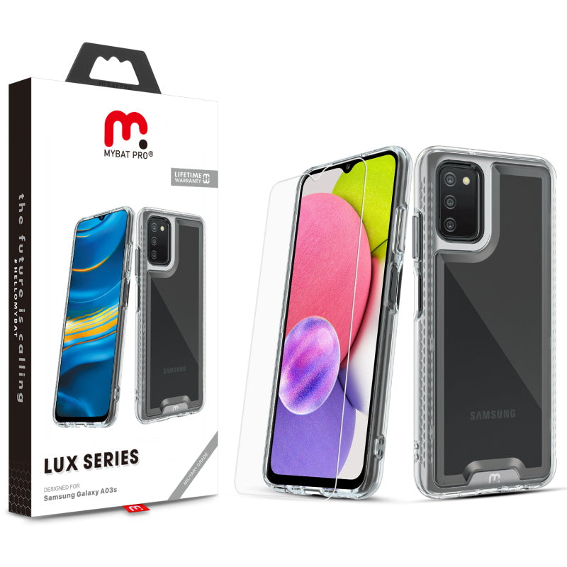 MyBat Pro Lux Series Case with Tempered Glass for Samsung Galaxy A03s - Clear