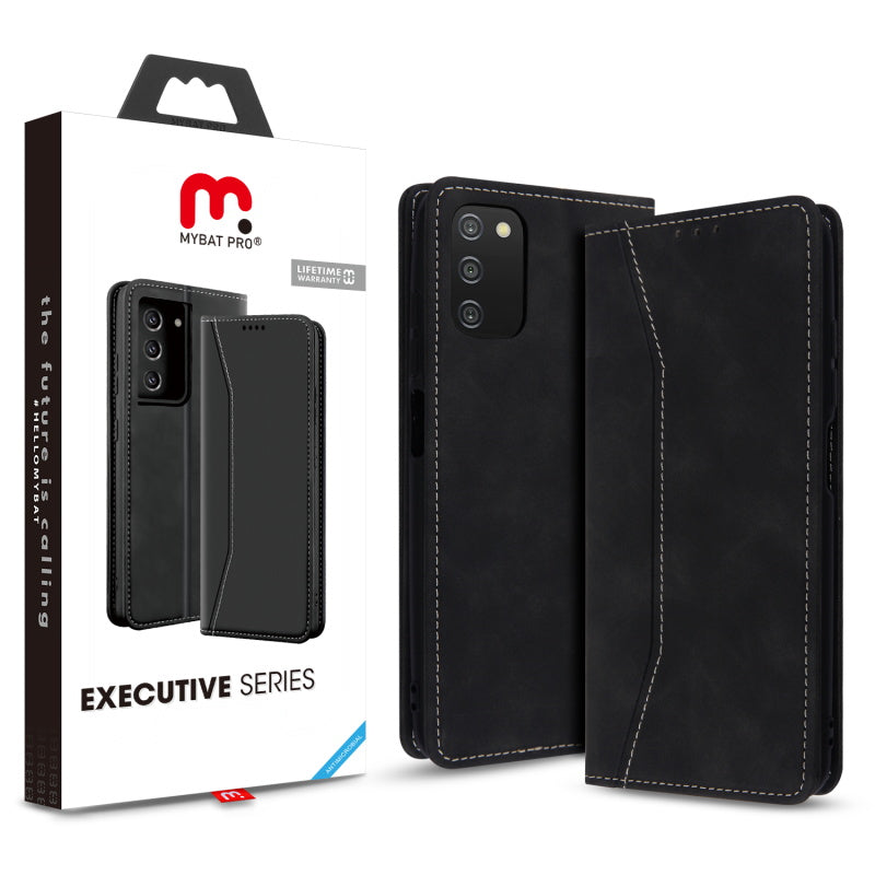 MyBat Pro Antimicrobial Executive Series Wallet Case for Samsung Galaxy A03s - Black