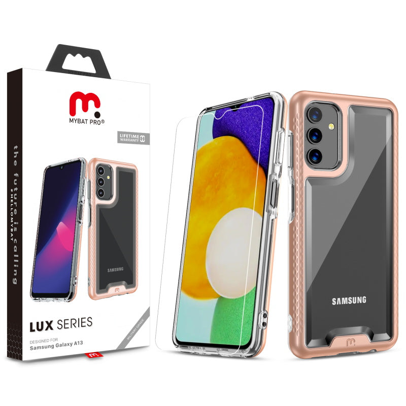 MyBat Pro Lux Series Case with Tempered Glass for Samsung Galaxy A13 5G - Rose Gold