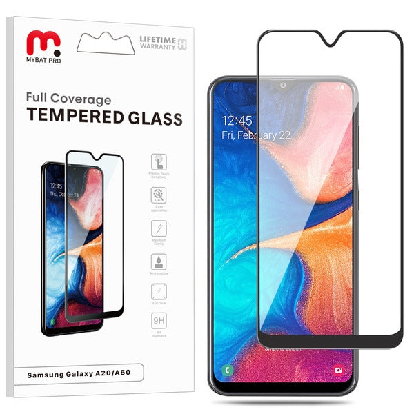 MyBat Pro Full Coverage Tempered Glass Screen Protector for Samsung Galaxy A50 - Black