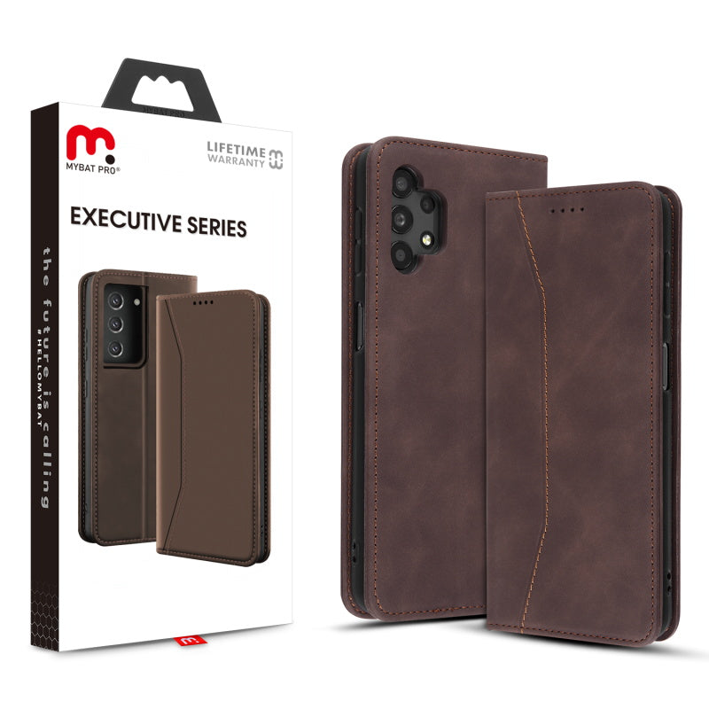MyBat Pro Executive Series Wallet Case for Samsung Galaxy A32 5G - Brown