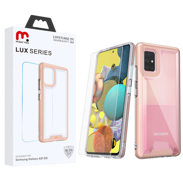 MyBat Pro Lux Series Case with Tempered Glass for Samsung Galaxy A51 5G - Rose Gold