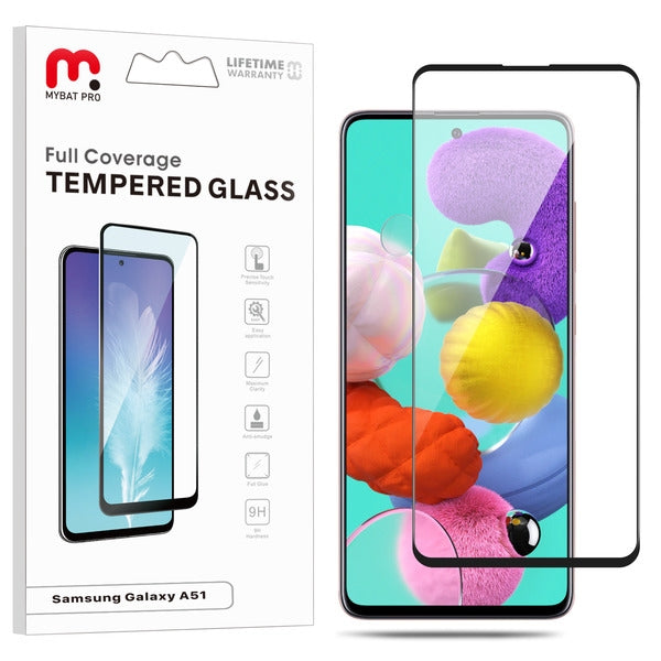 MyBat Pro Full Coverage Tempered Glass Screen Protector for Samsung Galaxy A51/Galaxy S20 Fan Edition / Galaxy A51 5G - Black