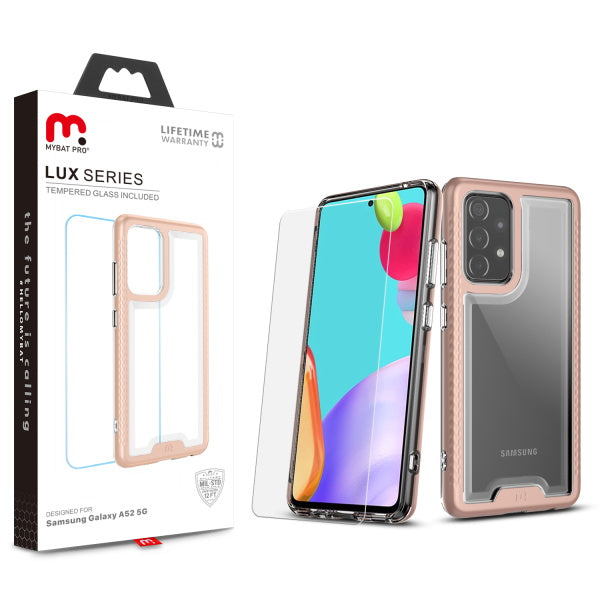 MyBat Pro Lux Series Case with Tempered Glass for Samsung Galaxy A52 5G - Rose Gold