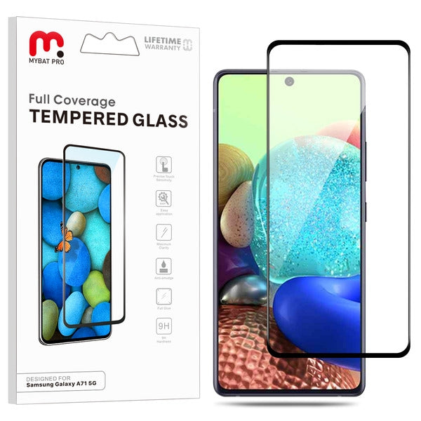 MyBat Pro Full Coverage Tempered Glass Screen Protector for Samsung Galaxy A71 5G - Black