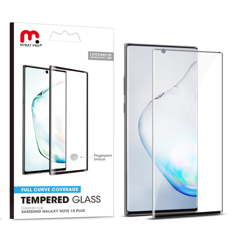 MyBat Pro Full Curve Coverage Tempered Glass Screen Protector for Samsung Galaxy Note 10 Plus (6.8) / Galaxy Note 10 Plus 5G - Black