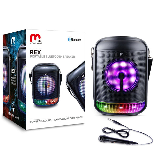 MyBat Pro Rex Portable Bluetooth Speaker with LED / Remote / Microphone - 10W - Black